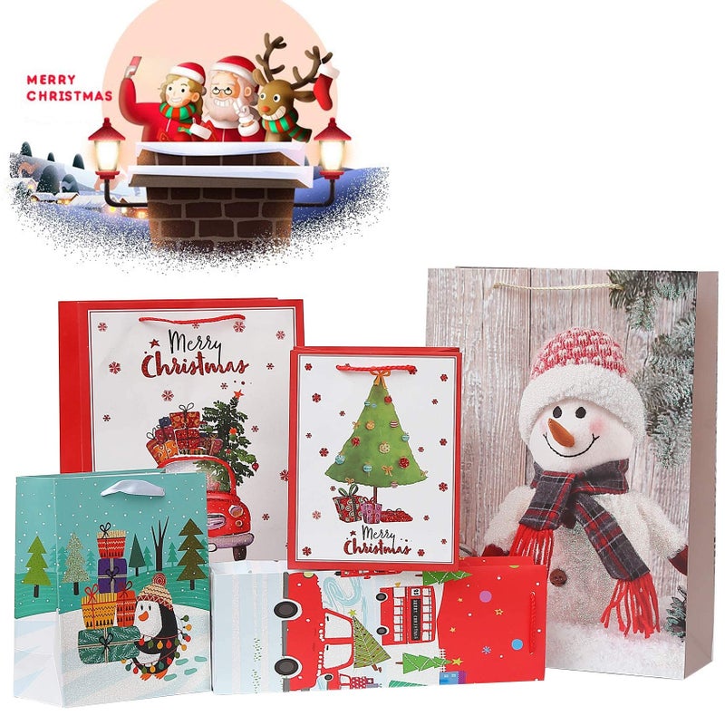 Smarimple Christmas Gift Bags Bulk Set Christmas Paper Bags Assorted Sizes 3 Jumbo 5 Large 6 Medium 2 Wine Bags 16 Count Glitter Design with 12 Sheets Tissue Paper - Image 5